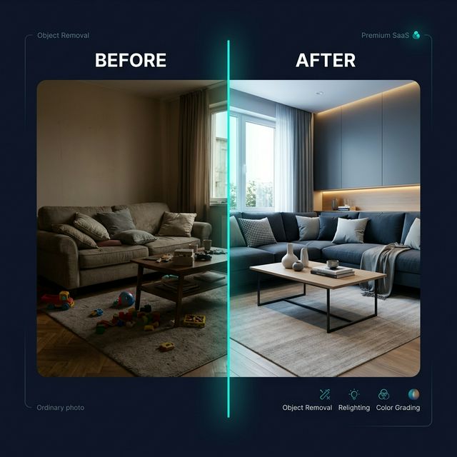 Before and after AI image editing comparison